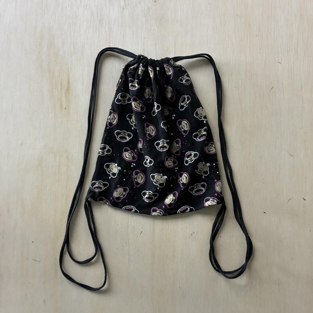 Bobby Jack Backpack Black 13" Girls Cotton Character Cartoon Drawstring Bag